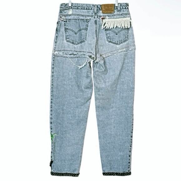 LEVI'S reworked upcycled vintage CUSTOM boho patchwork garden bugs insects 32 - Picture 5 of 12